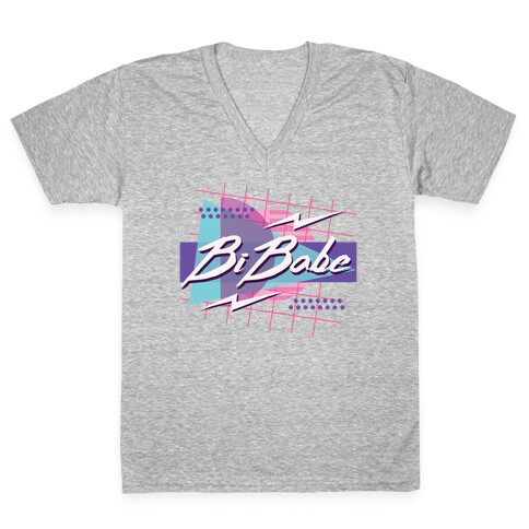 Bi Babe 80s Retro  V-Neck Tee Shirt