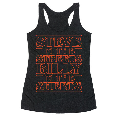 Steve In The Streets Billy In The Sheets Parody White Print Racerback Tank Top