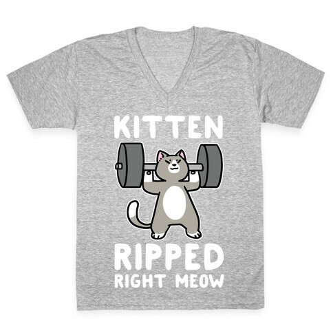 Kitten Ripped Right Meow V-Neck Tee Shirt