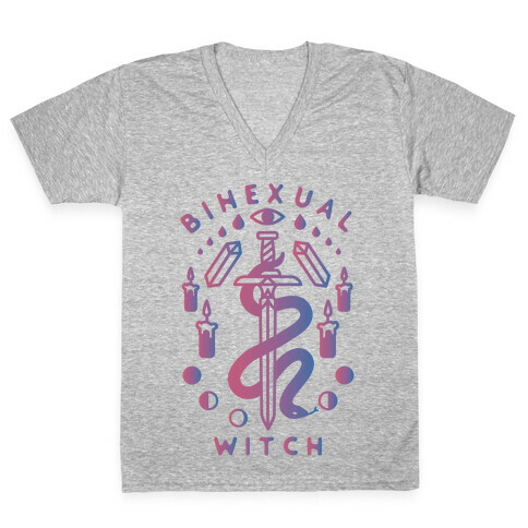 Bihexual Witch Bisexual Pride Colors V-Neck Tee Shirt