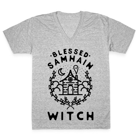 Blessed Samhain Witches V-Neck Tee Shirt