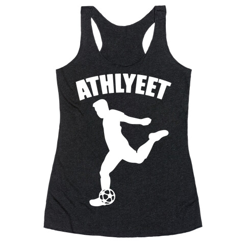 Athlyeet Soccer White Print Racerback Tank Top