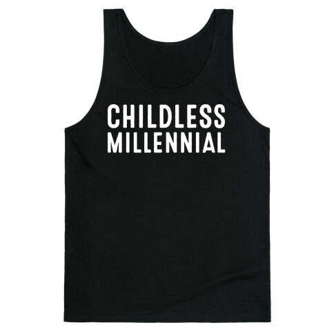 Childless Millennial White Print Tank Top