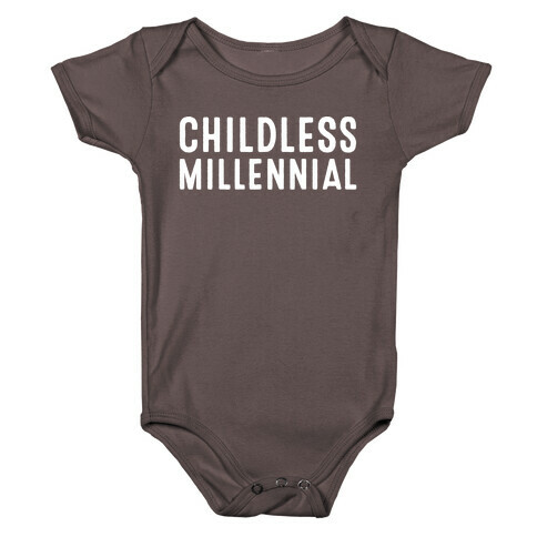 Childless Millennial White Print Baby One-Piece