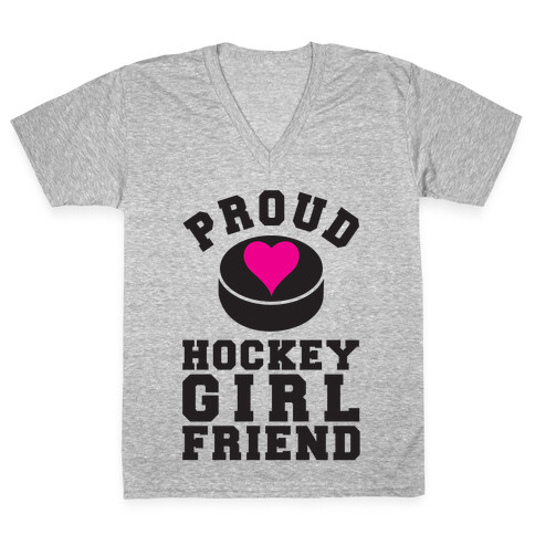 Proud Hockey Girlfriend V-Neck Tee Shirt