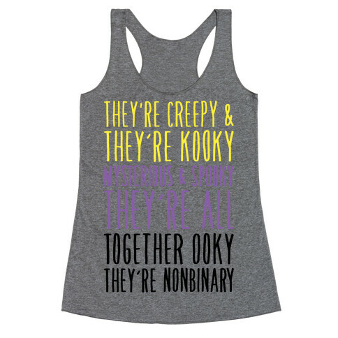 Non Binary Addams Family Parody Racerback Tank Top