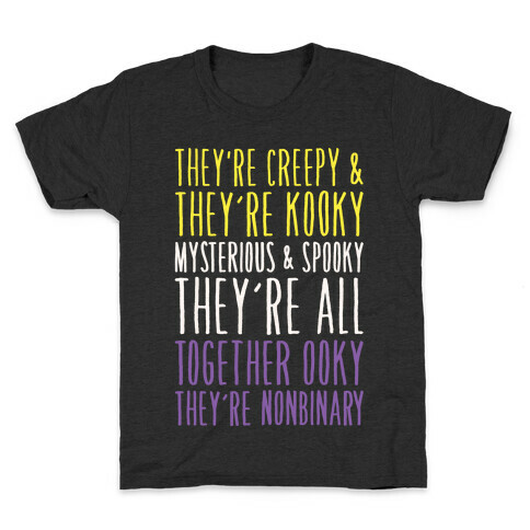 Non Binary Addams Family Parody White Print Kids T-Shirt