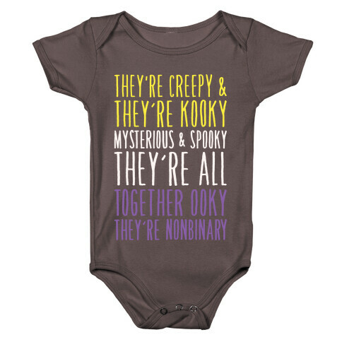 Non Binary Addams Family Parody White Print Baby One-Piece