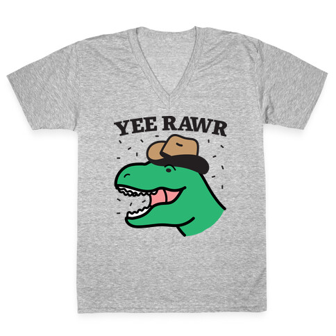 YEE RAWR Cowboy Dino V-Neck Tee Shirt