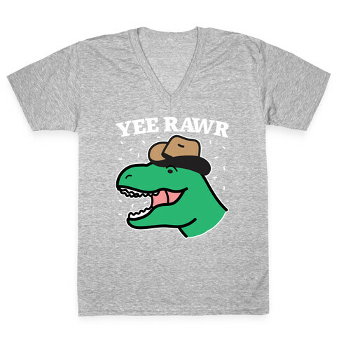 YEE RAWR Cowboy Dino V-Neck Tee Shirt