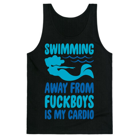 Swimming Away From F***boys Is My Cardio White Print Tank Top