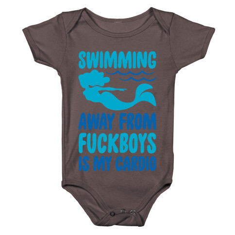 Swimming Away From F***boys Is My Cardio White Print Baby One-Piece