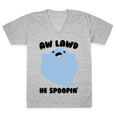 Aw Lawd He Spoopin' Ghost Parody V-Neck Tee Shirt