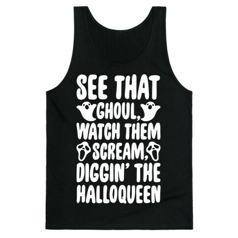 Halloween Dancing Queen Parody White Print Tank Top