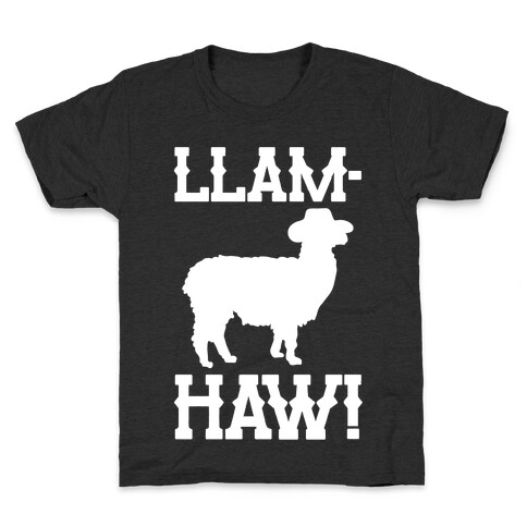 Llam-Haw Llama Yee Haw Parody White Print Kids T-Shirt