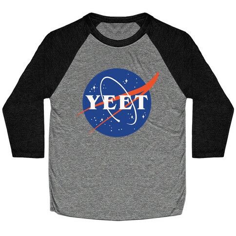 Yeet Nasa Logo Parody White Print Baseball Tee