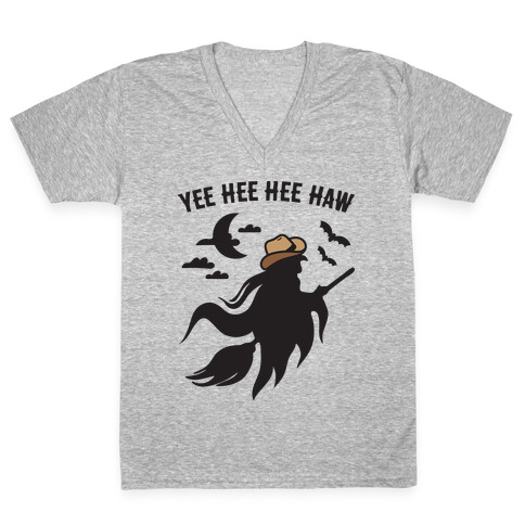 Yee Hee Hee Haw Cowboy Witch V-Neck Tee Shirt