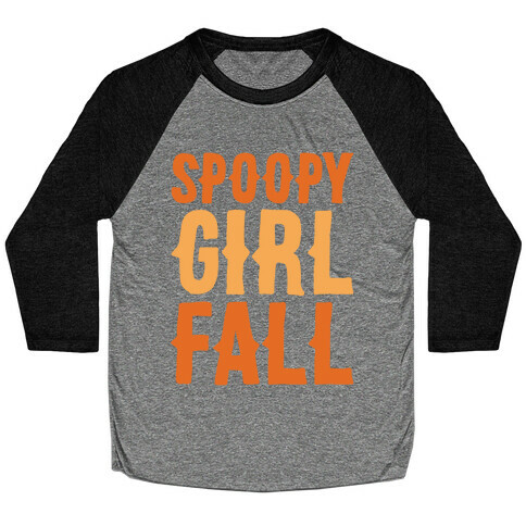 Spoopy Girl Fall Parody White Print Baseball Tee