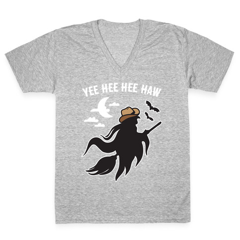 Yee Hee Hee Haw Cowboy Witch V-Neck Tee Shirt