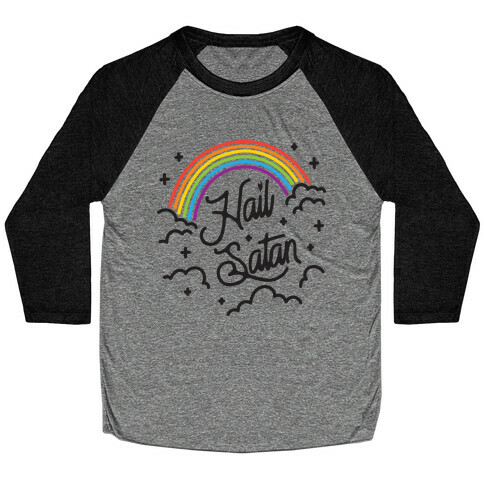 Hail Satan Rainbow Baseball Tee