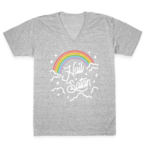 Hail Satan Rainbow V-Neck Tee Shirt