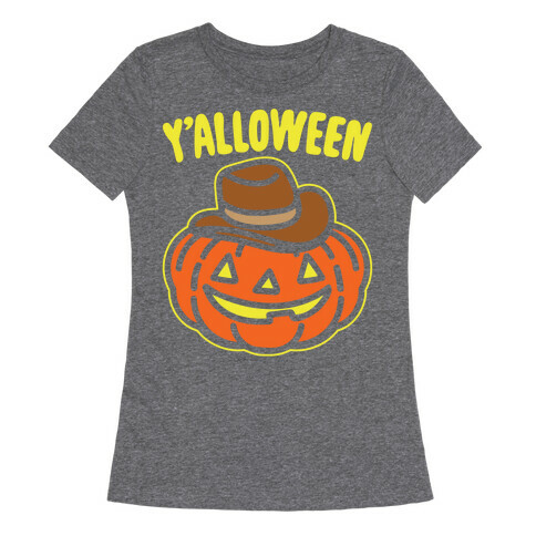 Y'alloween Halloween Country Parody White Print Womens T-Shirt