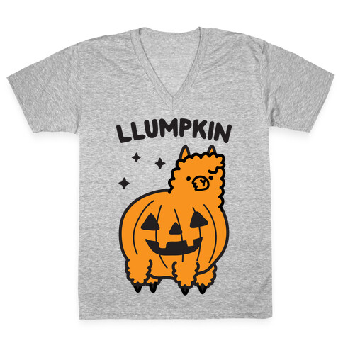 Llumpkin Llama Pumpkin V-Neck Tee Shirt