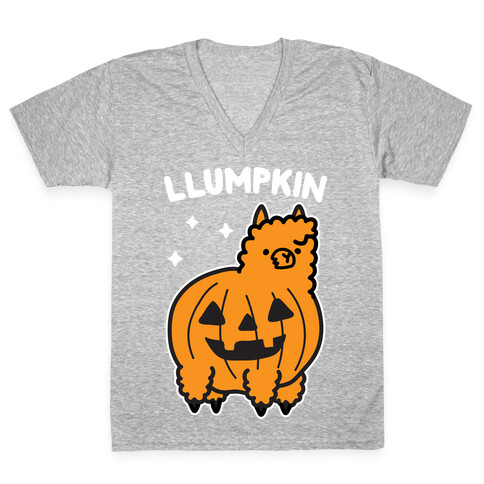 Llumpkin Llama Pumpkin V-Neck Tee Shirt