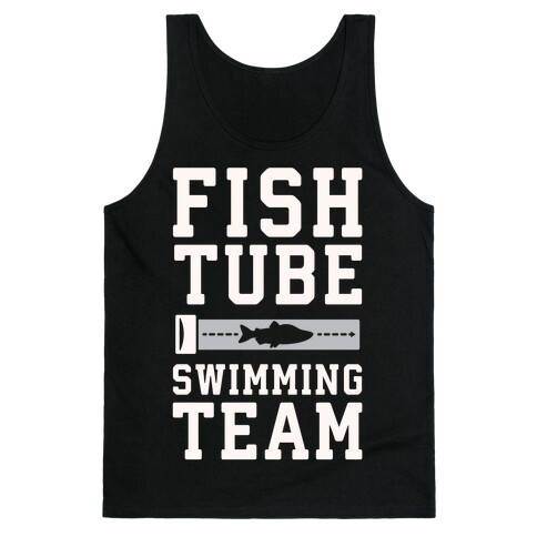 Fish Tube Swimming Team White Print Tank Top