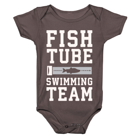 Fish Tube Swimming Team White Print Baby One-Piece