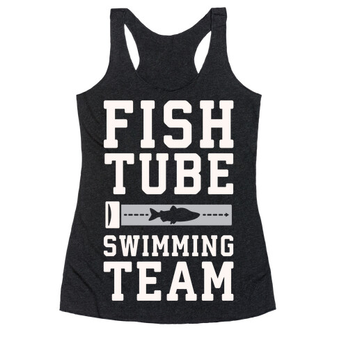 Fish Tube Swimming Team White Print Racerback Tank Top