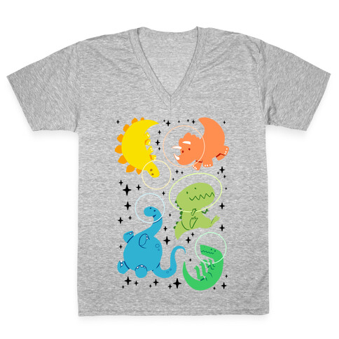 Space Dinos V-Neck Tee Shirt