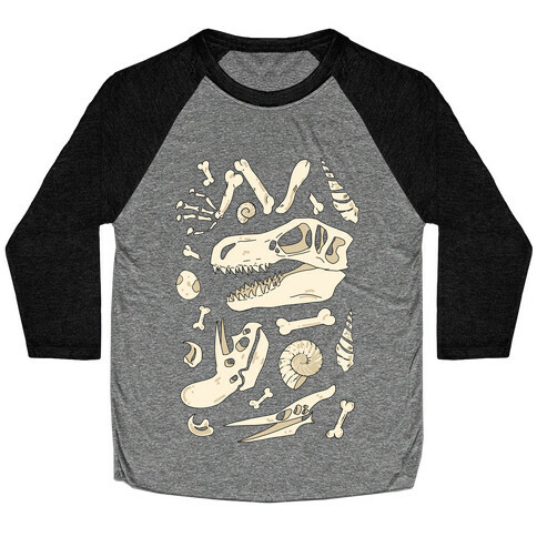 Dino Fossils Pattern Baseball Tee