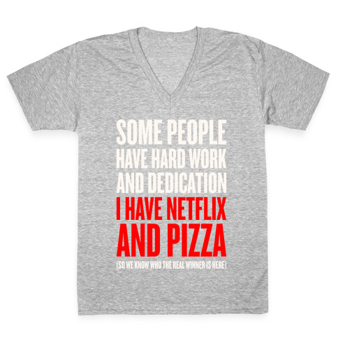 Netflix And Pizza V-Neck Tee Shirt