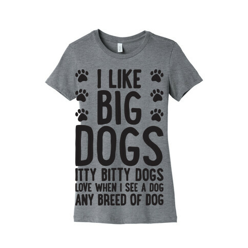 I Like Big Dogs Itty Bitty Dogs (Boys Parody) Womens T-Shirt