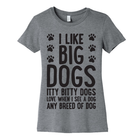 I Like Big Dogs Itty Bitty Dogs (Boys Parody) Womens T-Shirt