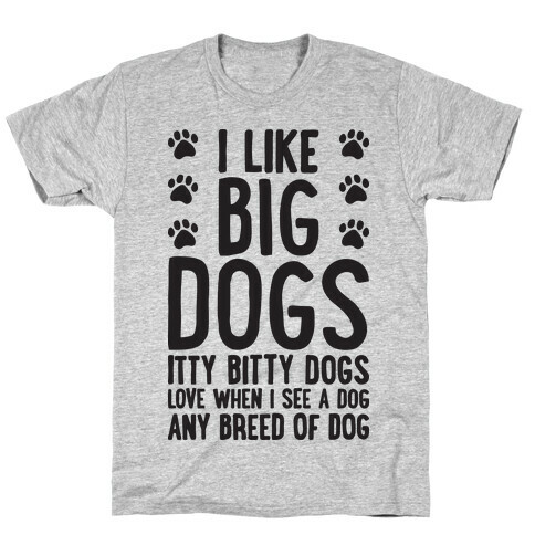 I Like Big Dogs Itty Bitty Dogs (Boys Parody) T-Shirt
