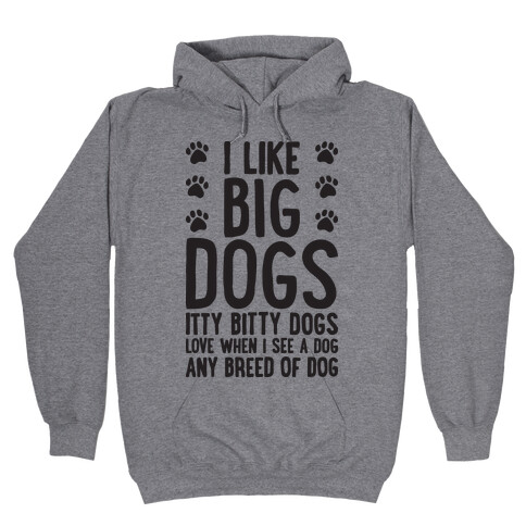 I Like Big Dogs Itty Bitty Dogs (Boys Parody) Hooded Sweatshirt