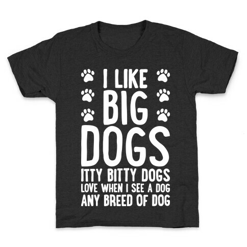 I Like Big Dogs Itty Bitty Dogs (Boys Parody) Kids T-Shirt