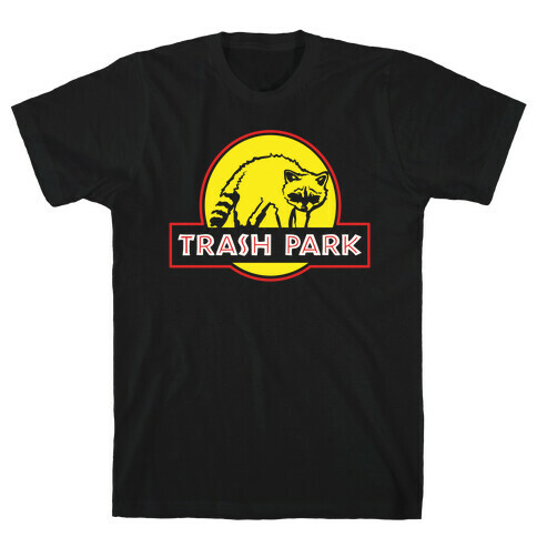 Trash Park Raccoon Parody White Print T-Shirt