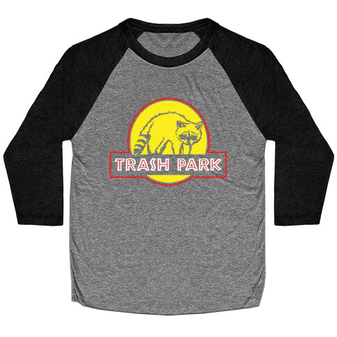 Trash Park Raccoon Parody White Print Baseball Tee