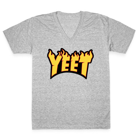 Yeet Thrasher Logo Parody V-Neck Tee Shirt