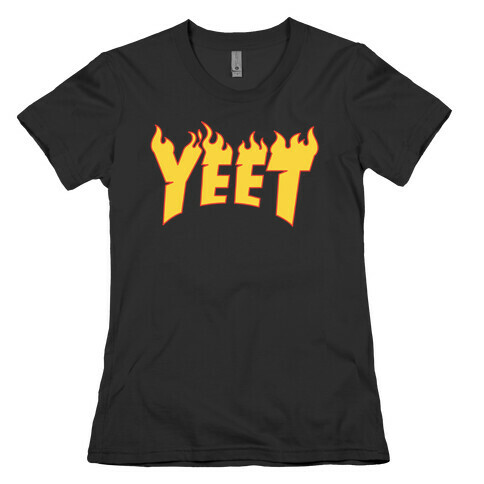Yeet Thrasher Logo Parody White Print Womens T-Shirt