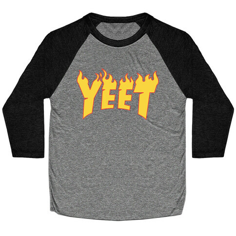 Yeet Thrasher Logo Parody White Print Baseball Tee