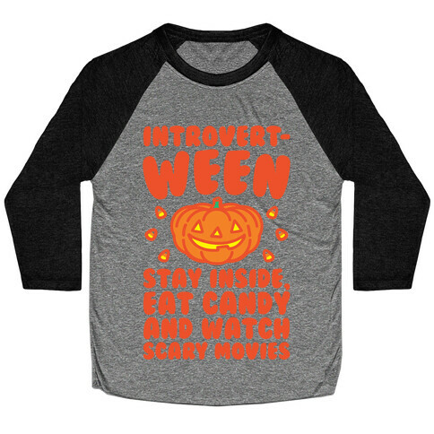 Introvert-ween Introverted Halloween Mashup Parody Baseball Tee