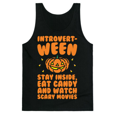 Introvert-ween Introverted Halloween Mashup Parody White Print Tank Top