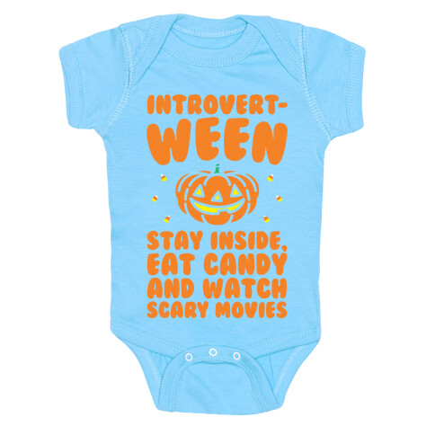 Introvert-ween Introverted Halloween Mashup Parody White Print Baby One-Piece