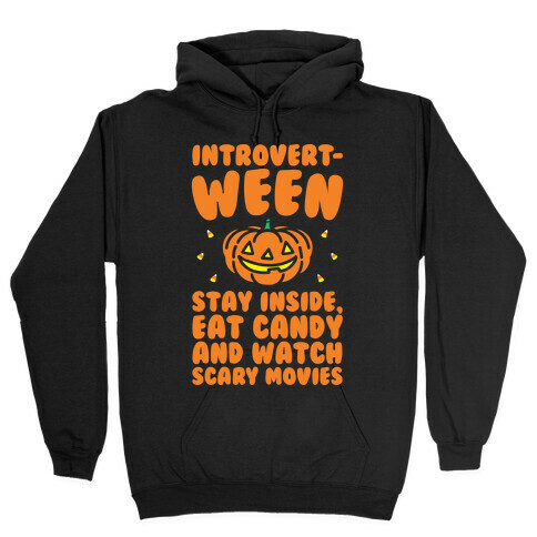 Introvert-ween Introverted Halloween Mashup Parody White Print Hooded Sweatshirt