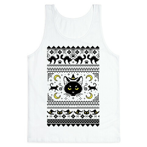 Witchy Black Cats Ugly Sweater Tank Top