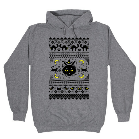 Witchy Black Cats Ugly Sweater Hooded Sweatshirt